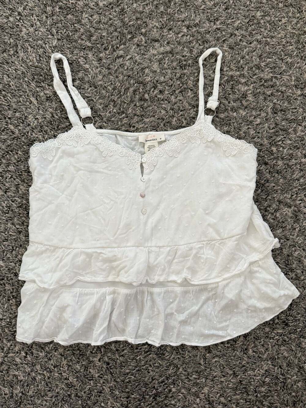White Dotted Tiered Cami Tank Top Urban Romantics